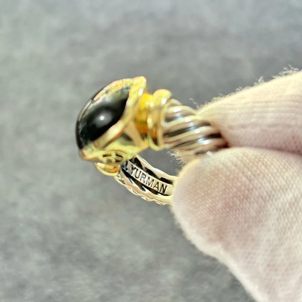 David Yurman 925 & 14k Gold Noblesse Ring with Black Onyx 5.5 - Picture 3 of 10